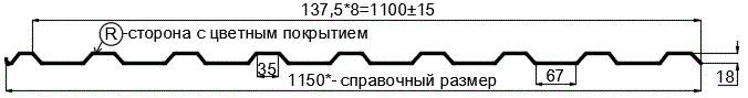 Фото: Профнастил МП20 х 1100 - R (ПЭ-01-7016-0.4±0.08мм) в Дубне