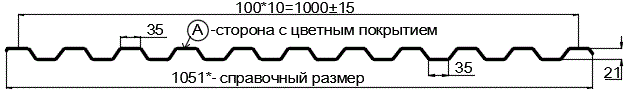 Фото: Профнастил С21 х 1000 - A (Steelmatt-20-7024-0.4±0.08мм) в Дубне