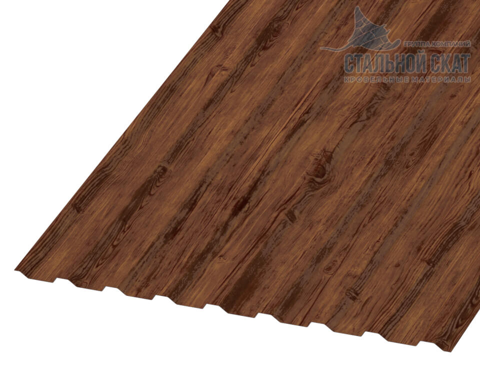 Фото: Профнастил МП20 х 1100 - B (ECOSTEEL-01-Мореный дуб-0.5) в Дубне