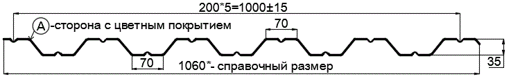 Фото: Профнастил НС35 х 1000 - A (PURMAN-20-Tourmalin-0.5) в Дубне