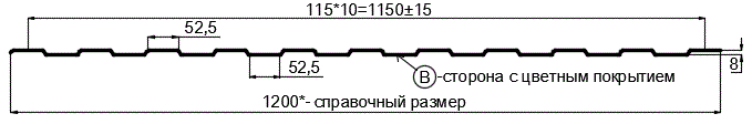 Фото: Профнастил С8 х 1150 - B (VikingMP E-20-7016-0.5) в Дубне