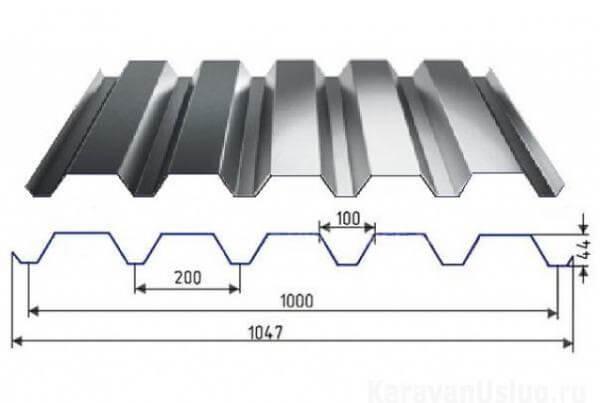 Профнастил С44 х 1000 - B (PURMAN-20-Galmei-0.5) в Дубне