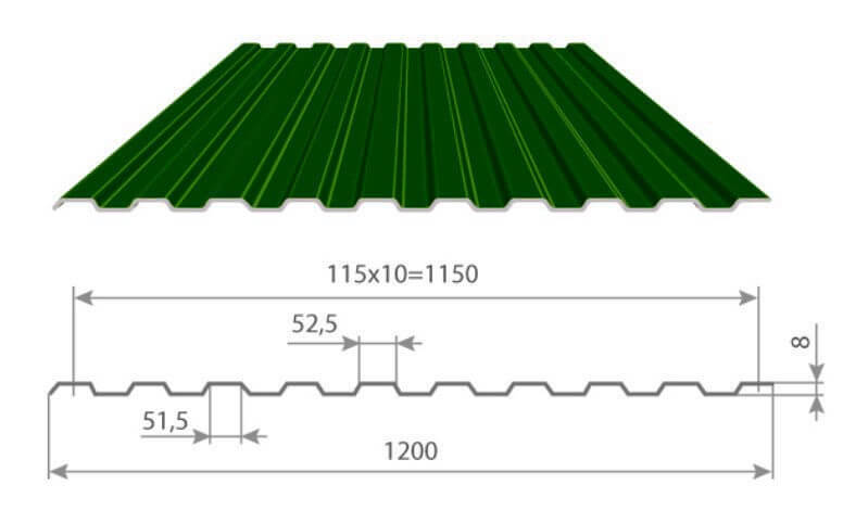 Профнастил С8 х 1150 - B (ECOSTEEL_T-12-Орех-0.45) в Дубне
