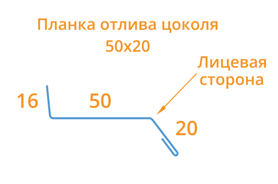 Планка отлива цоколя 50х20х2000 (ECOSTEEL_T-12-Дуб-0.45) в Дубне